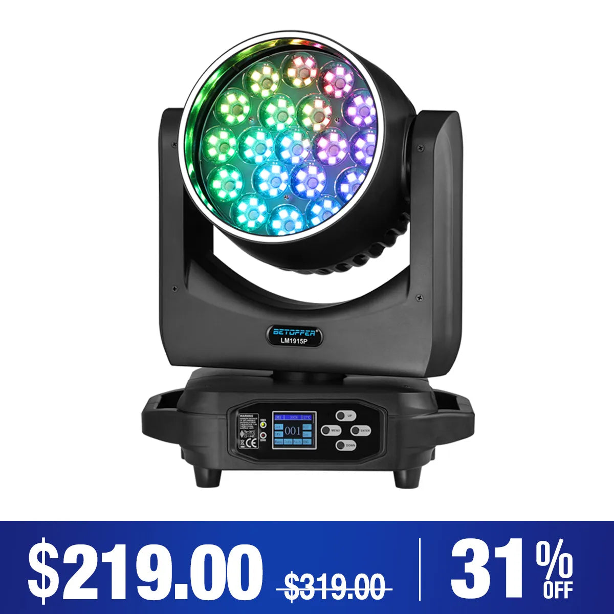 Betopper LM1915 Series 19×15W Wash Moving Head with Halo Ring