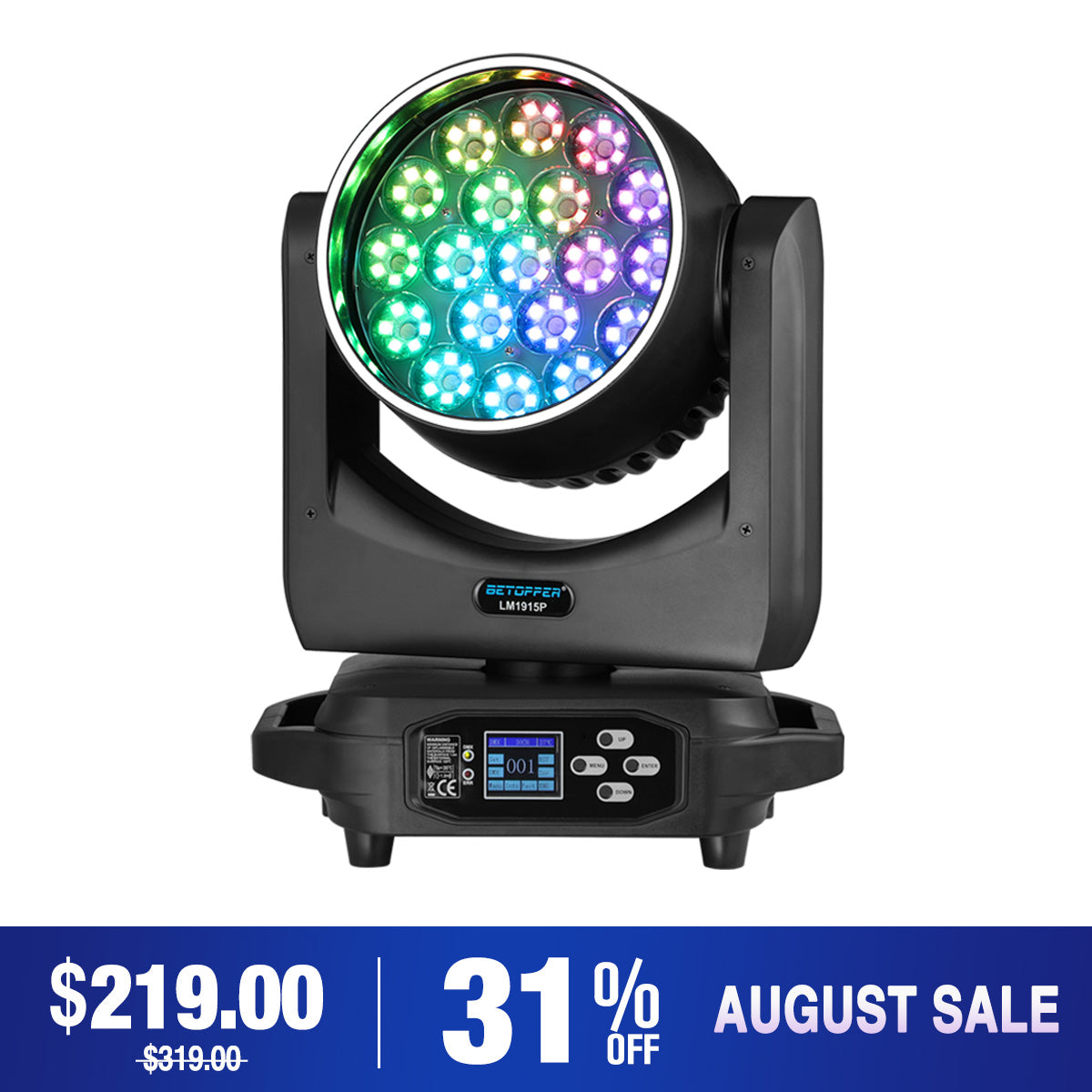 <tc>Betopper</tc> LM1915R 19x15w Wash Moving Head mit Halo-Ring