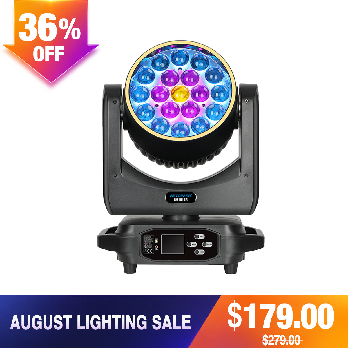 Betopper LM1915 Series 19×15W Wash Moving Head with Halo Ring
