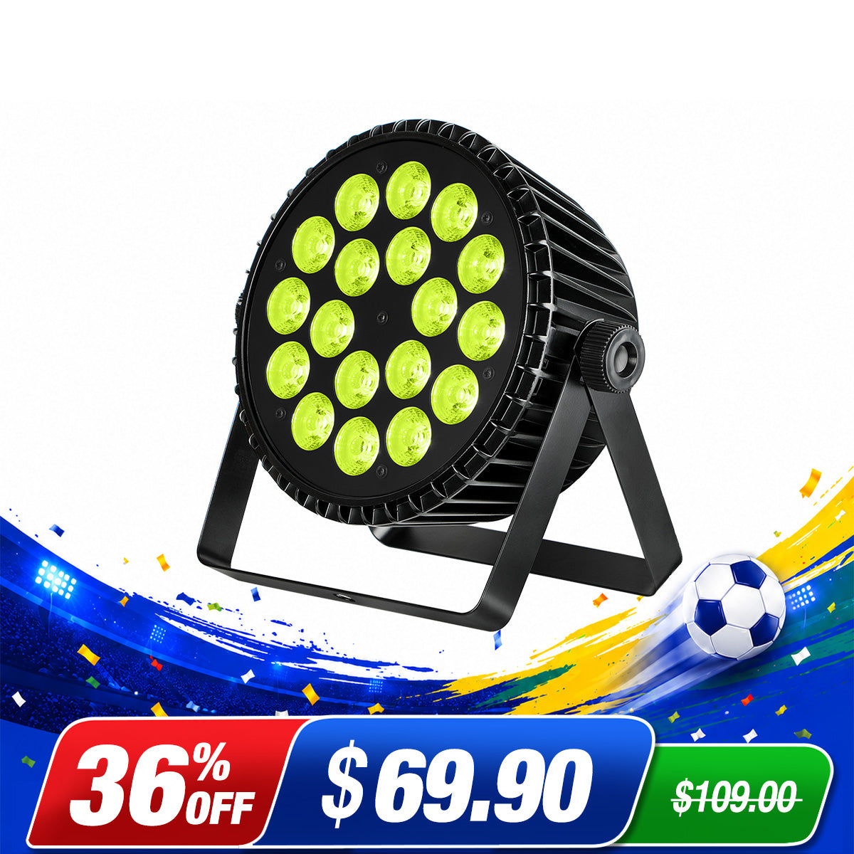 <tc>Betopper</tc> LPC1818 Luce PAR LED UV + RGB Lime Amber 18x18W migliorata