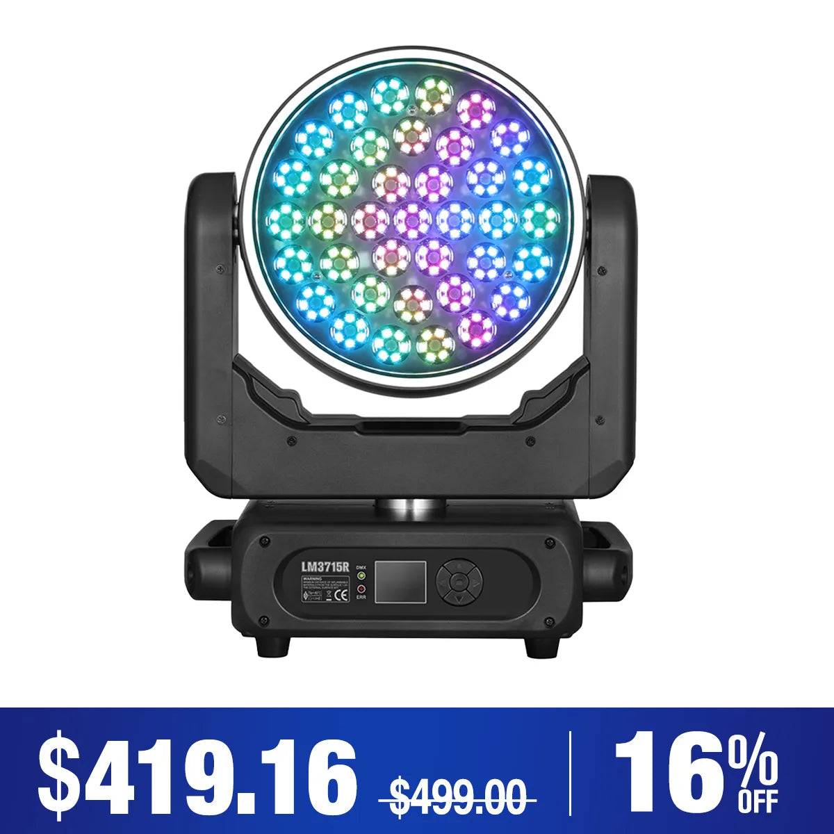 Betopper LM3715R 37×15W Wash Moving Head with Halo Ring