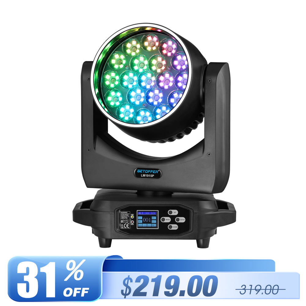 Betopper LM1915R 19x15W Lavado de lavado cabezal con anillo de halo