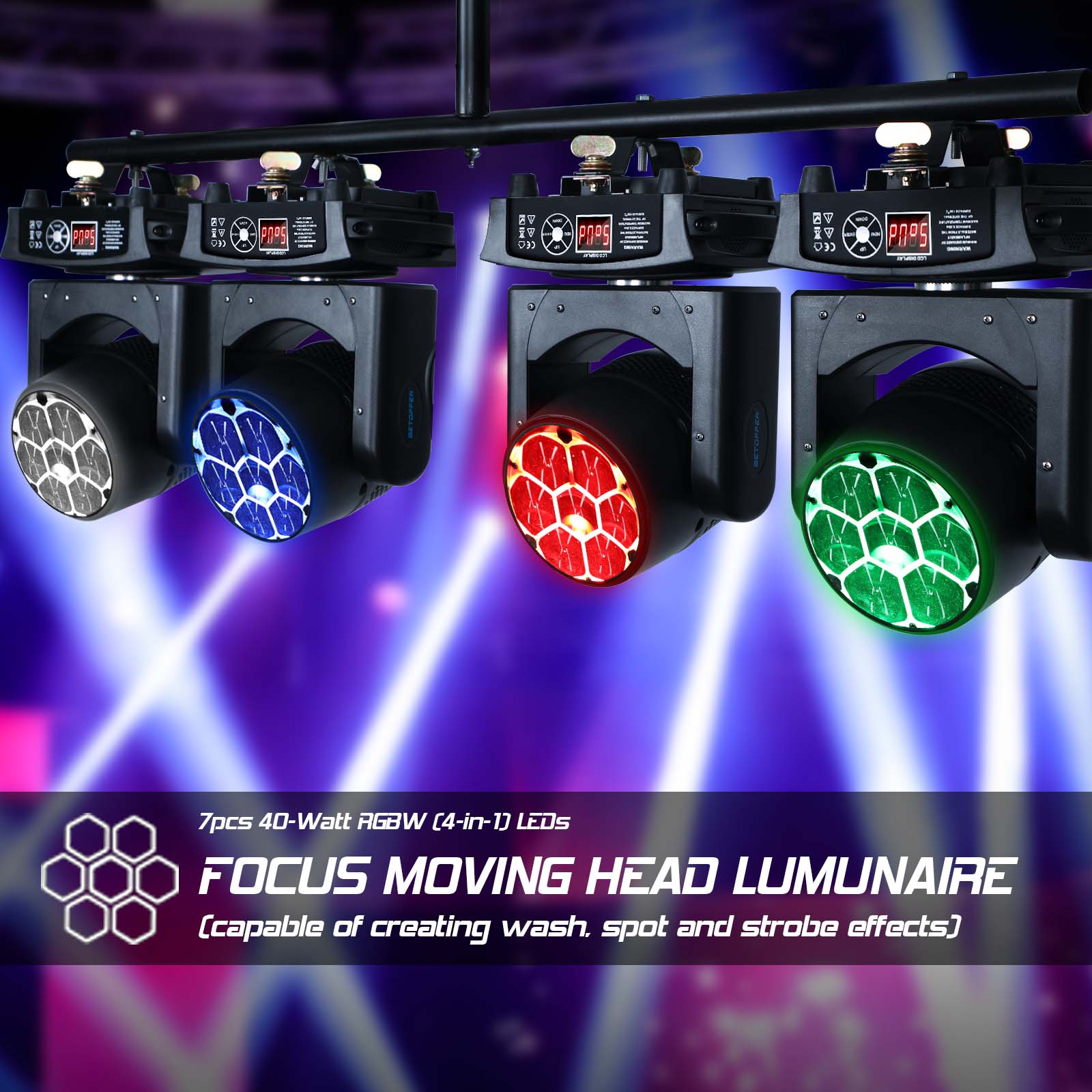 Betopper 740W 4-in-1 RGBW Moving Head Lights
