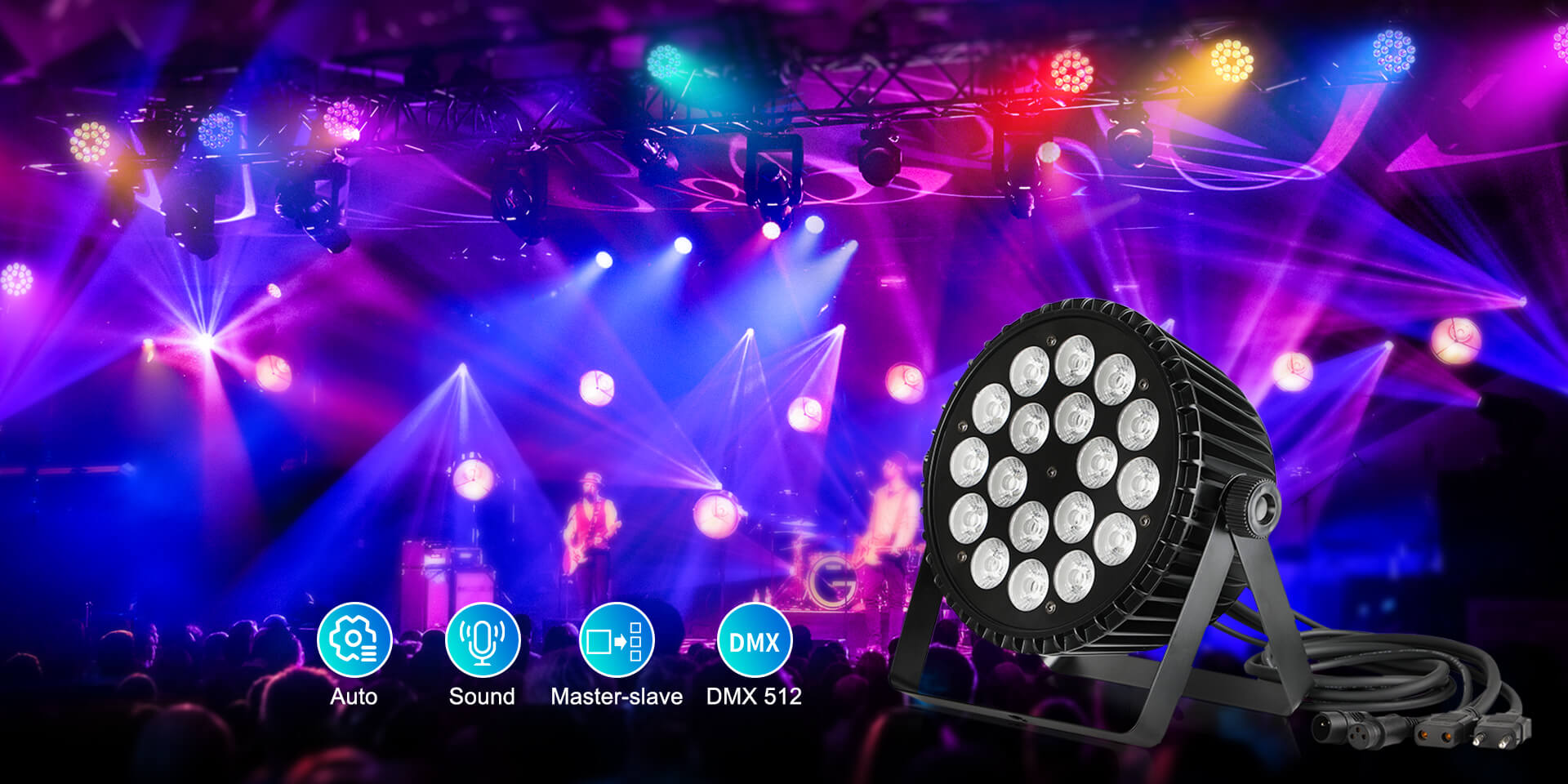 Betopper 18x18W RGBW Amber+UV 6-IN-1 LED Par Light