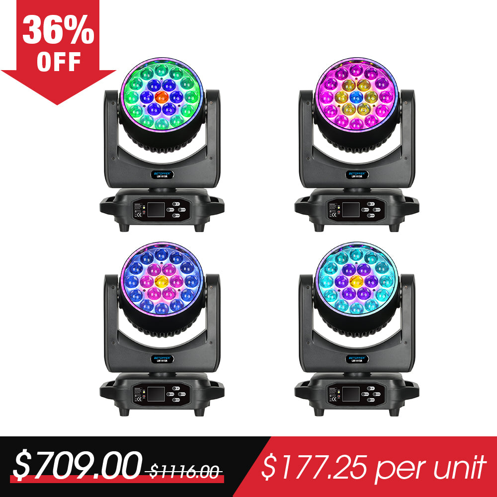 <tc>Betopper</tc> LM1915R 19x15w Wash Moving Head mit Halo-Ring