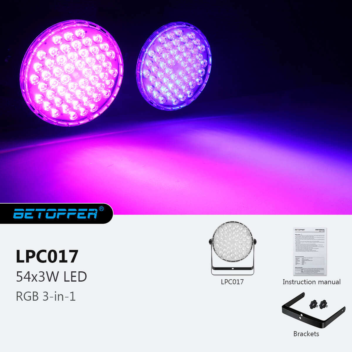 Betopper LPC017 54x3W RGB 3-in-1 Stage LED PAR Light