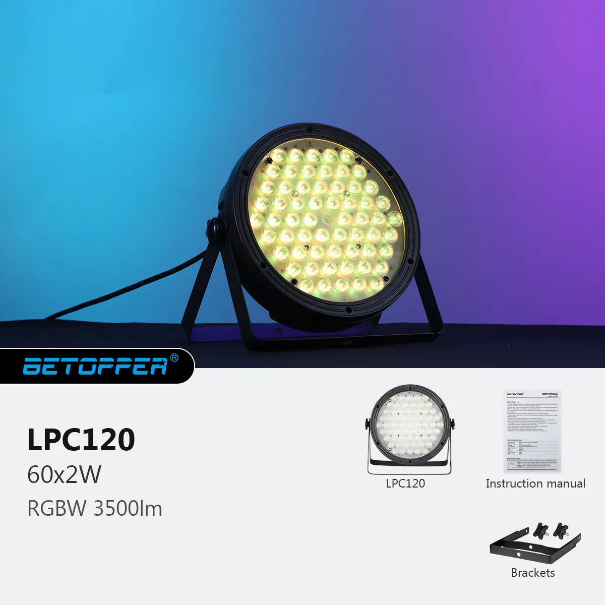 <tc>Betopper</tc> Projecteur PAR LPC120 60x2W RGBW 3500LM