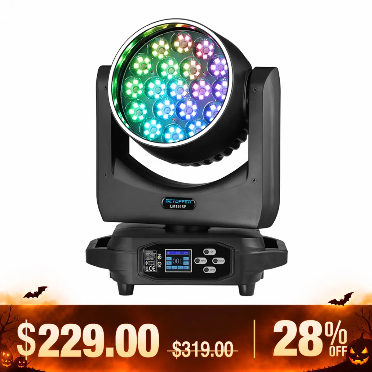 <tc>Betopper</tc> LM1915R 19x15w Wash Moving Head con anello Halo
