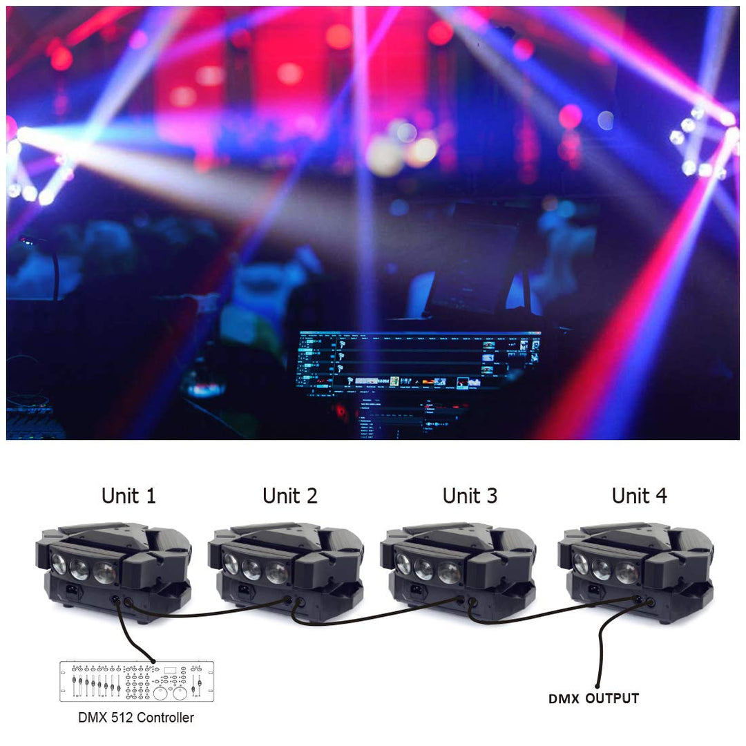 Betopper Spider Moving Head Lights 9x10W RGBW 4-IN-1 For DJ Disco Night Club