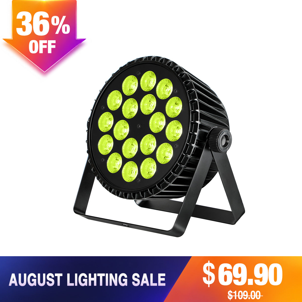 Betopper LPC1818 Upgraded 18x18W Lime Amber UV + RGB LED PAR Light