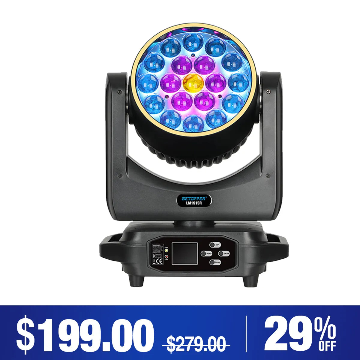 Betopper LM1915 Series 19×15W Wash Moving Head with Halo Ring