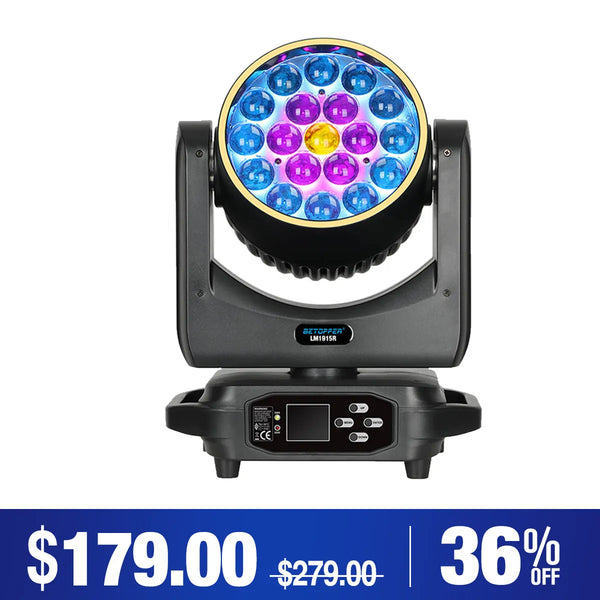 Betopper LM1915R 19x15W Lavado de lavado cabezal con anillo de halo