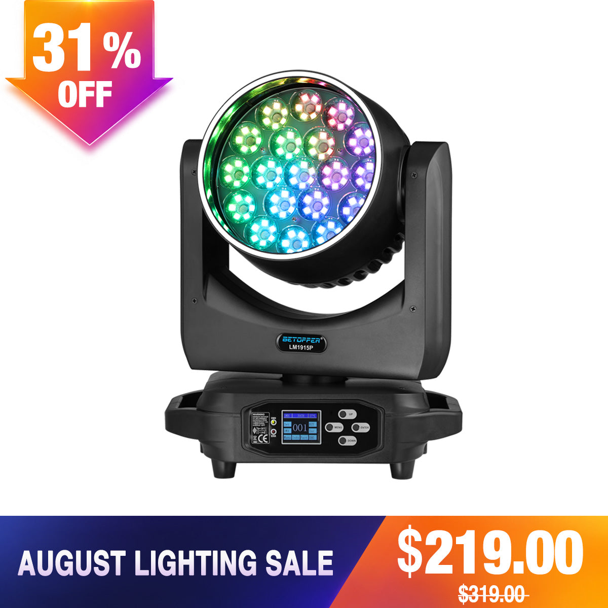 Betopper LM1915 Series 19×15W Wash Moving Head with Halo Ring