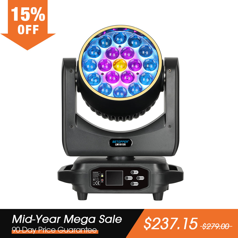 Betopper LM1915R 19x15w Wash Moving Head with Halo Ring