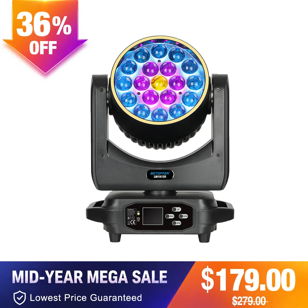 Betopper LM1915 Series 19×15W Wash Moving Head with Halo Ring