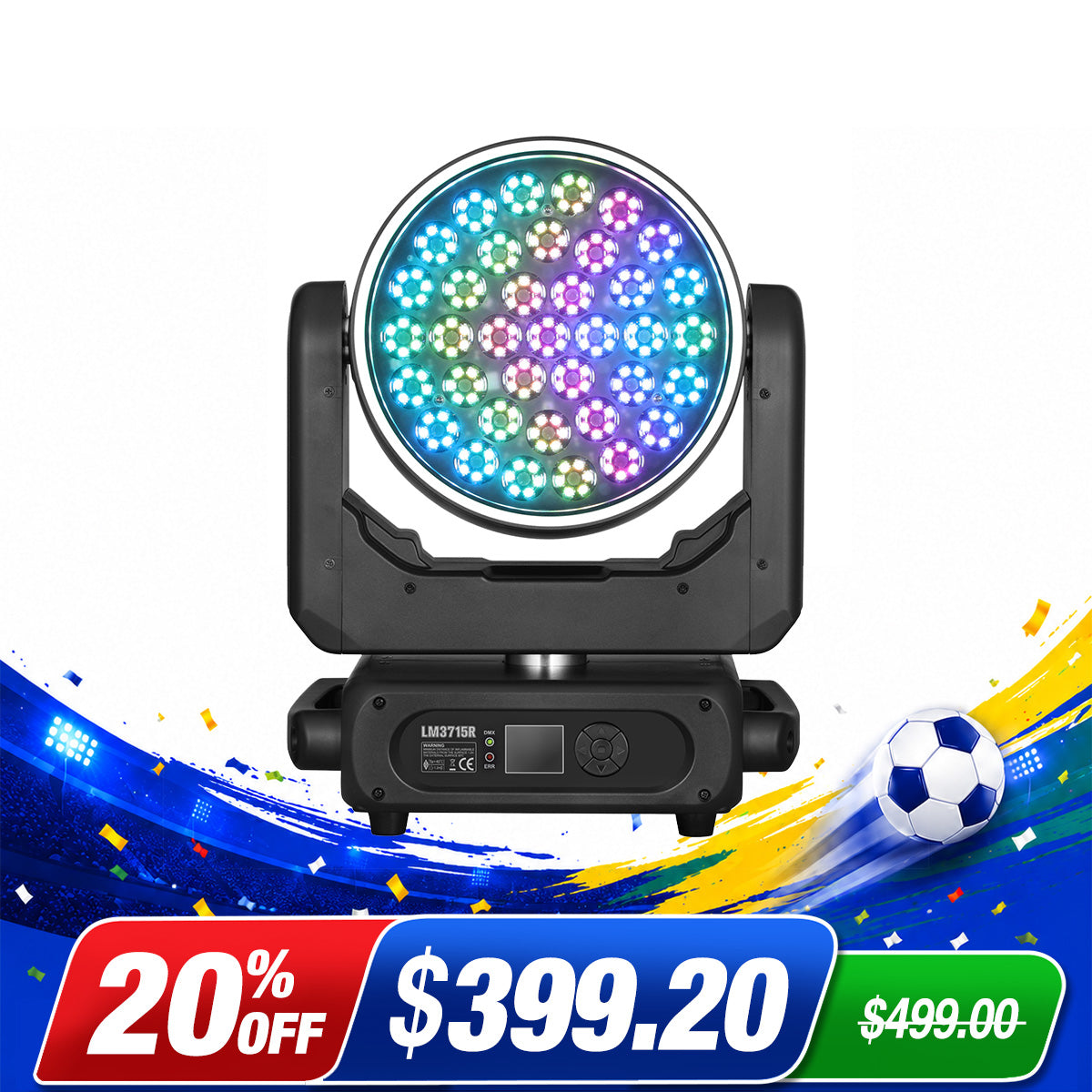 Betopper LM3715R 37×15W Wash Moving Head with Halo Ring