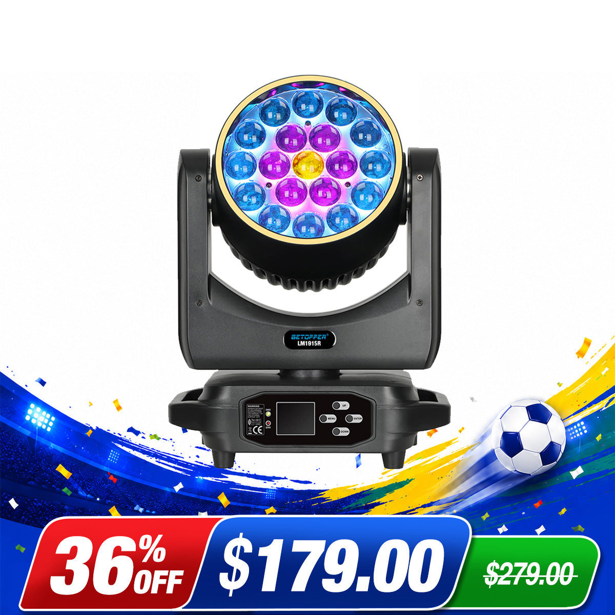 <tc>Betopper</tc> LM1915R 19x15w Wash Moving Head mit Halo-Ring