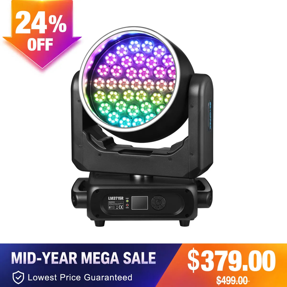 Betopper LM3715R 37×15W Wash Moving Head with Halo Ring