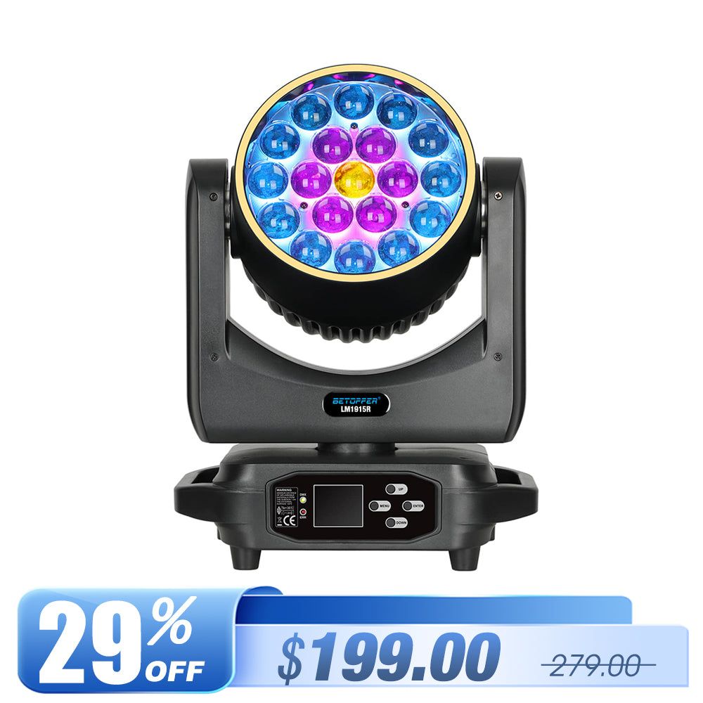Betopper LM1915R 19x15w Wash Moving Head with Halo Ring