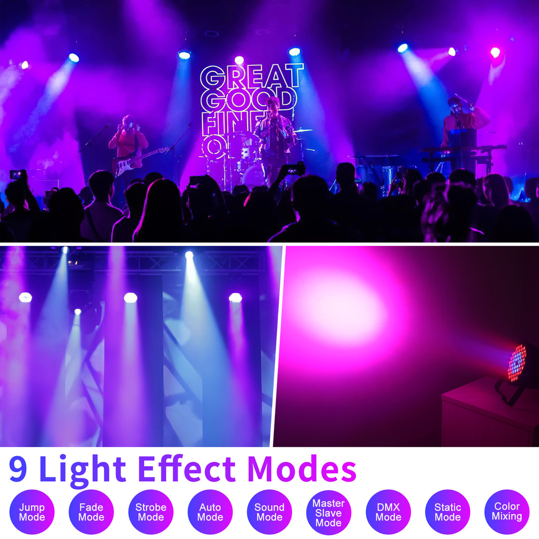 BETOPPER DJ Par Lights DMX Controlado por sonido activado Auto Play Uplights para iluminación de fiesta