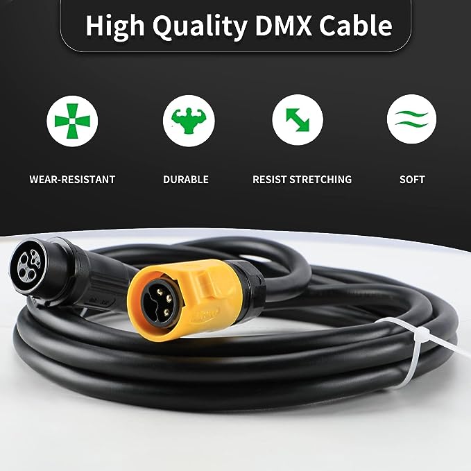 Betopper DMX 2 en 1 de 6 pines y extensión de cable de alimentación (2 paquetes) 