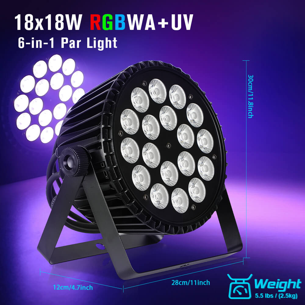 Betopper 18x18W RGBW Amber+UV 6-IN-1 LED Par Light