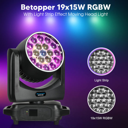 Betopper 19x15W RGBW With Light Strip Effect Moving Head Light