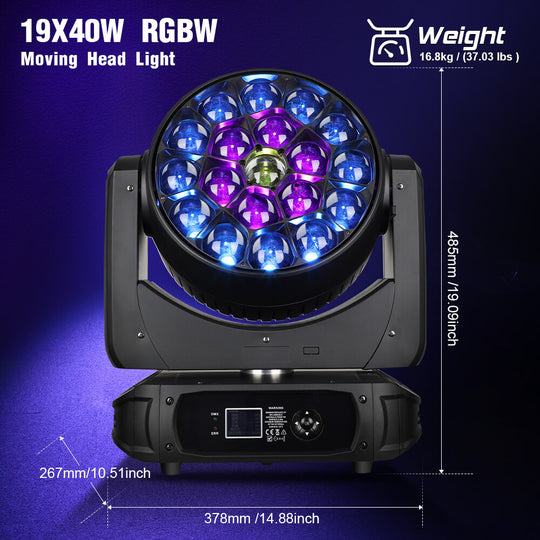 Betopper 19x40W RGBW 4-IN-1 Moving Head Light LM1940