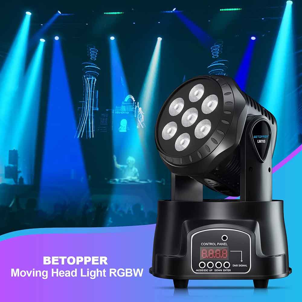 Betopper 7x8W RGBW Moving Head Lights For KTV DJ Disco Stage - US / 1pc