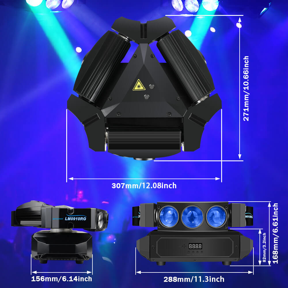 Betopper Spider Moving Head Lights 9x10W RGBW 4-IN-1 For DJ Disco Night Club