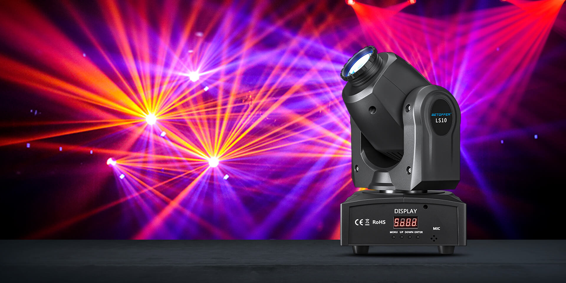 Betopper 10W 8 GOBO 8 Colors Spot Moving Head Light 