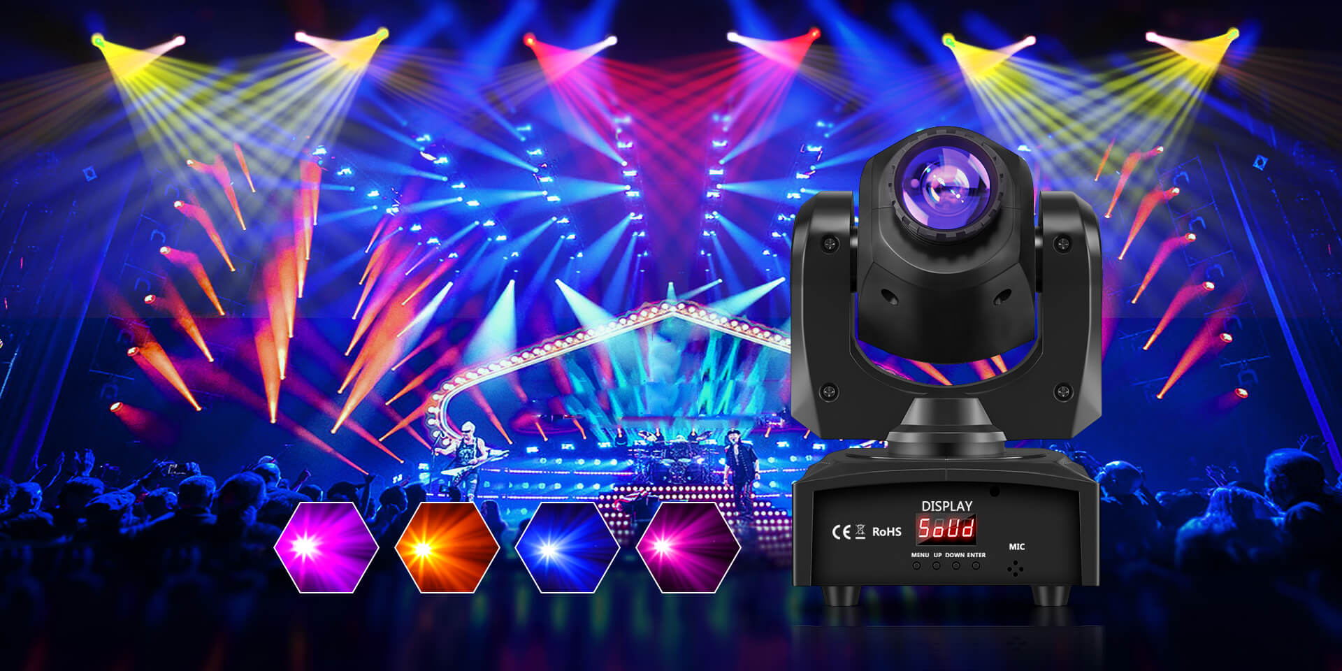Betopper 10W 8 GOBO 8 Colors Spot Moving Head Light 