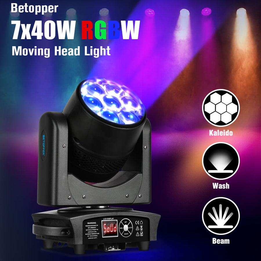 Betopper 7X40W 4-in-1 RGBW Wash Zoom Moving Head Light LM0740