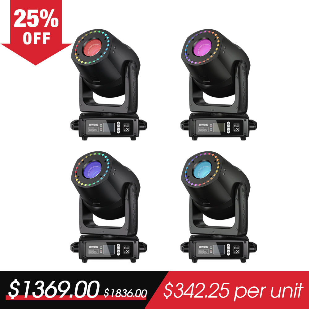 Betopper BSW200 200w Spot Beam Wash Hybrid Moving Head Lights（4pcs）