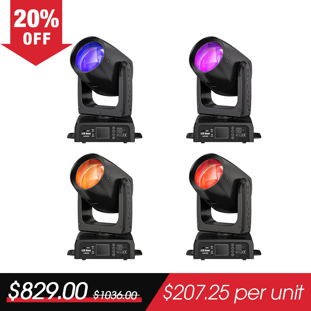 <tc>Betopper</tc> LB150 150W LED Beam Moving Head Lights (4 pezzi)
