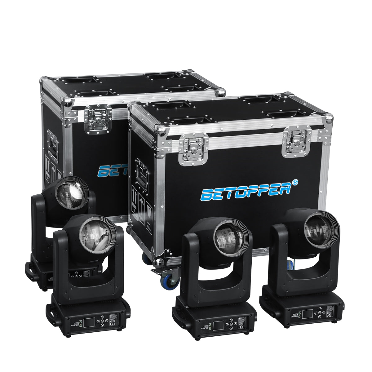 Betopper CLB260-O Bundle: 4 Moving Heads & 2 Flight Cases