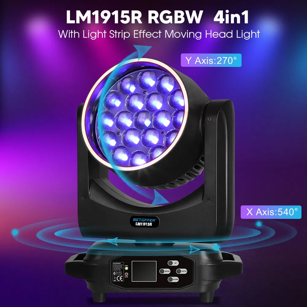 <tc>Betopper</tc> LM1915R 19x15w Wash Moving Head con anello Halo