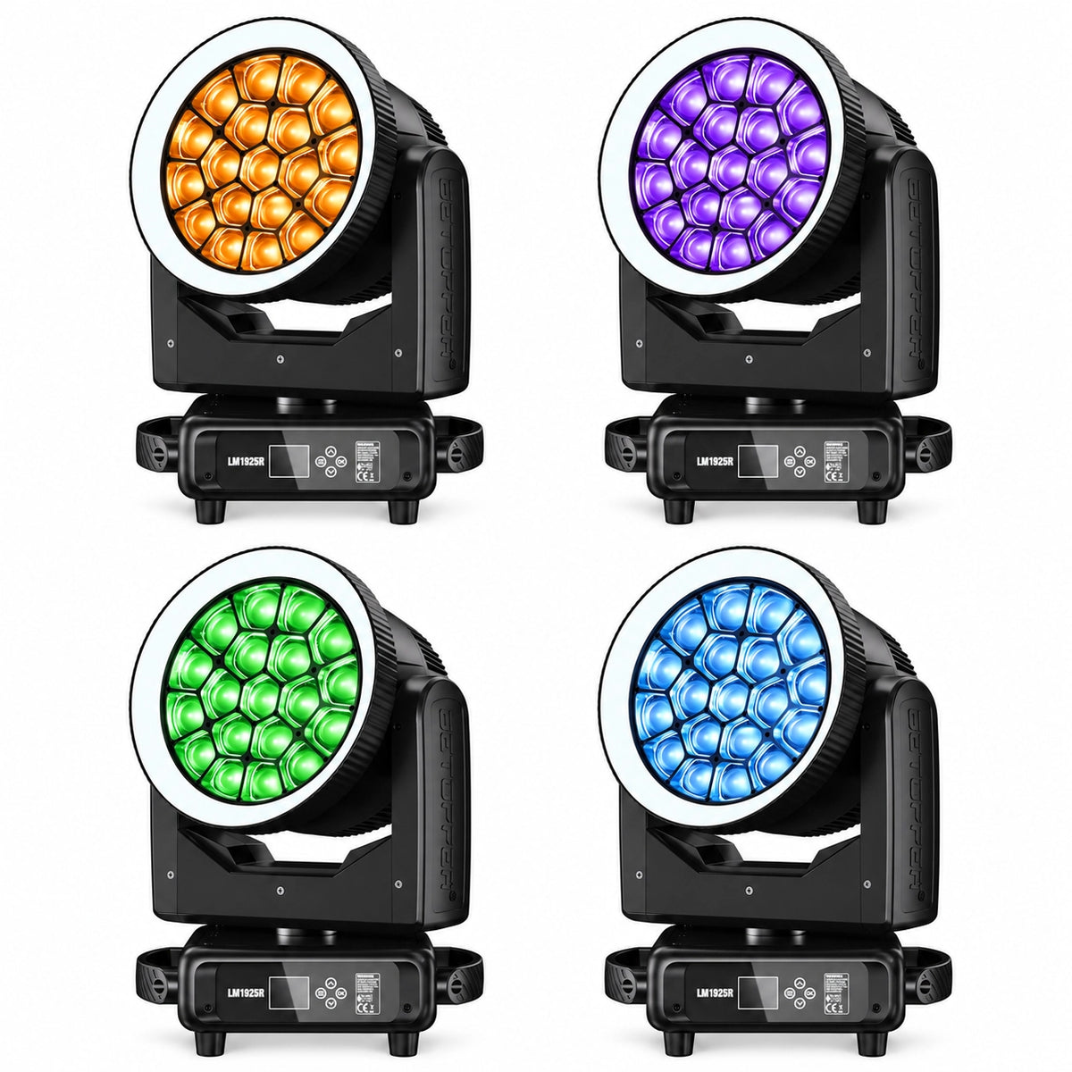 Betopper LM1925R 19×25W RGBW Cabeza Móvil Wash con Halo Ring