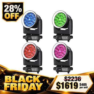 Betopper LM1925R 19×25W RGBW Moving Head Wash Light with Halo Ring (4pcs)