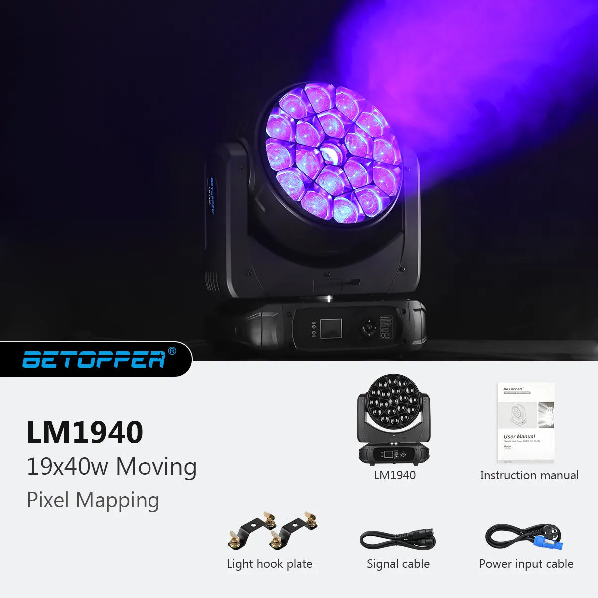Betopper LM1940 19x40W cabezal en movimiento con mapeo de píxeles