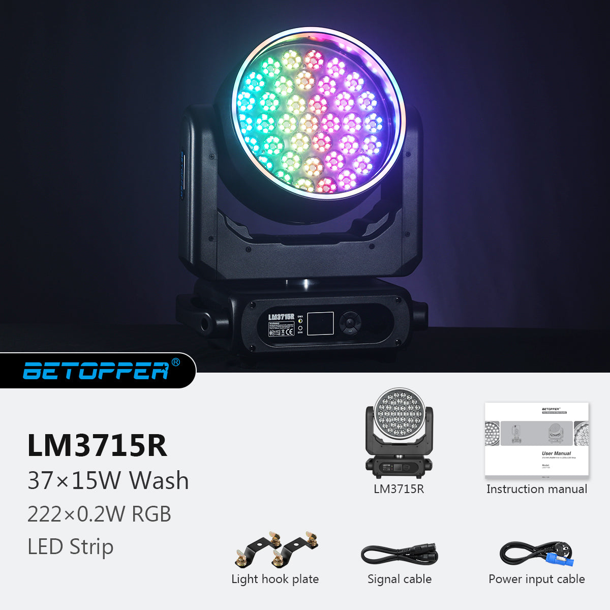 <tc>Betopper</tc> LM1915R 19x15w Wash Moving Head con anello Halo