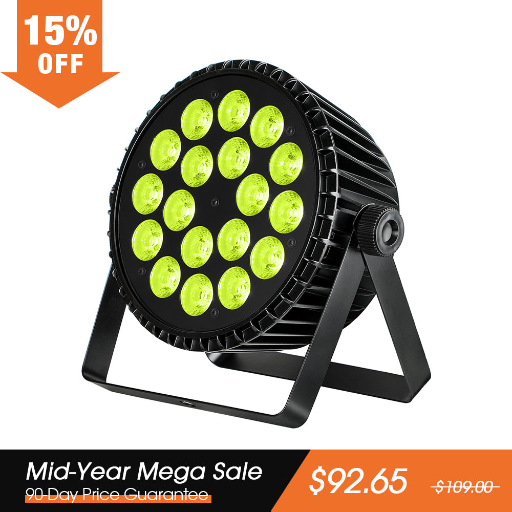 Betopper LPC1818 Upgraded 18x18W Lime Amber UV + RGB LED PAR Light
