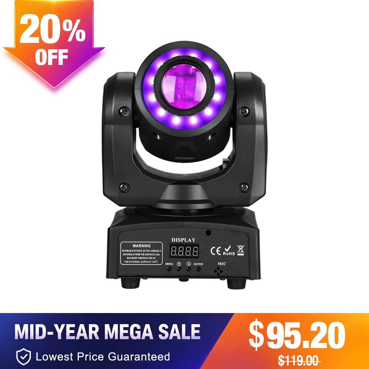 <tc>Betopper</tc> Projecteur à tête mobile LS35 30 W avec effet annulaire