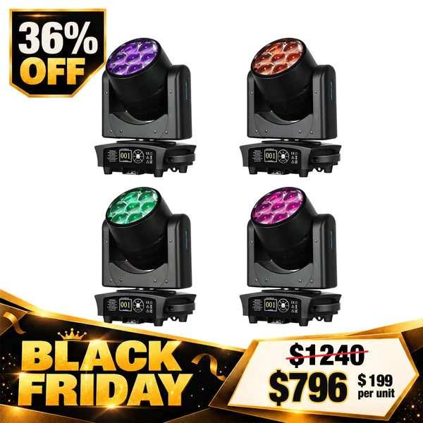 Betopper LM0740 7×40W Wash&Zoom Moving Head Lights Standard version (4pcs)