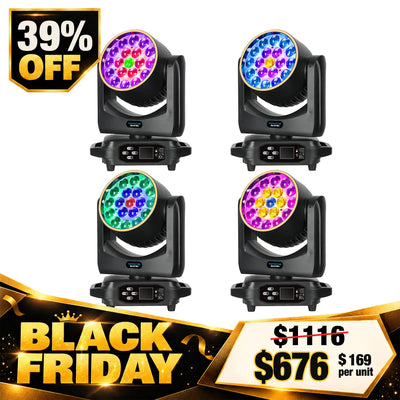 Betopper LM1915R 19×15W Wash Moving Head with Halo Ring (4pcs)