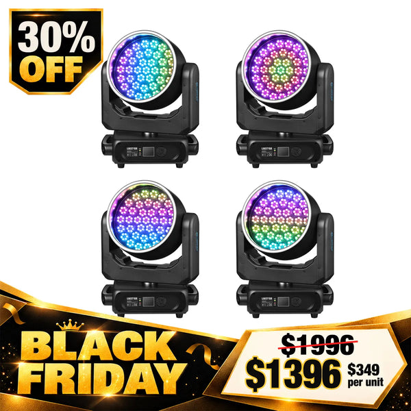 Betopper LM3715R 37×15W Wash Moving Head with Halo Ring (4pcs)