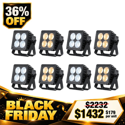 Betopper LPW0450 4×50W IP65 Waterproof WW/CW COB LED PAR Light (8pcs)