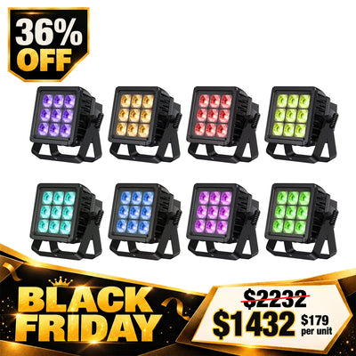 Betopper LPW0918 9×18W IP65 Waterproof RGBAL+UV LED PAR Light (8pcs)