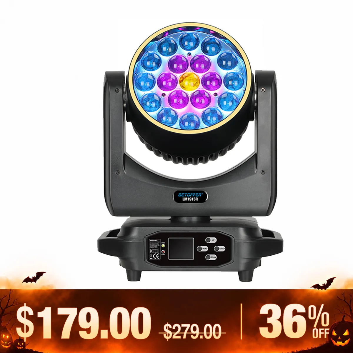 <tc>Betopper</tc> LM1915R 19x15w Wash Moving Head con anello Halo