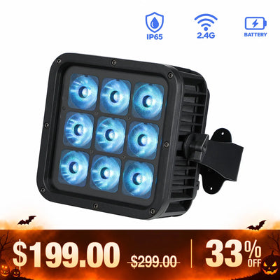 Betopper LPD001 9×18W RGBWA+UV 6-in-1 Battery-Powered IP65 Outdoor Uplight